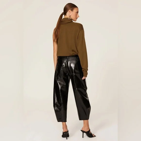 Tibi Faux Patent Leather Sculpted Pant